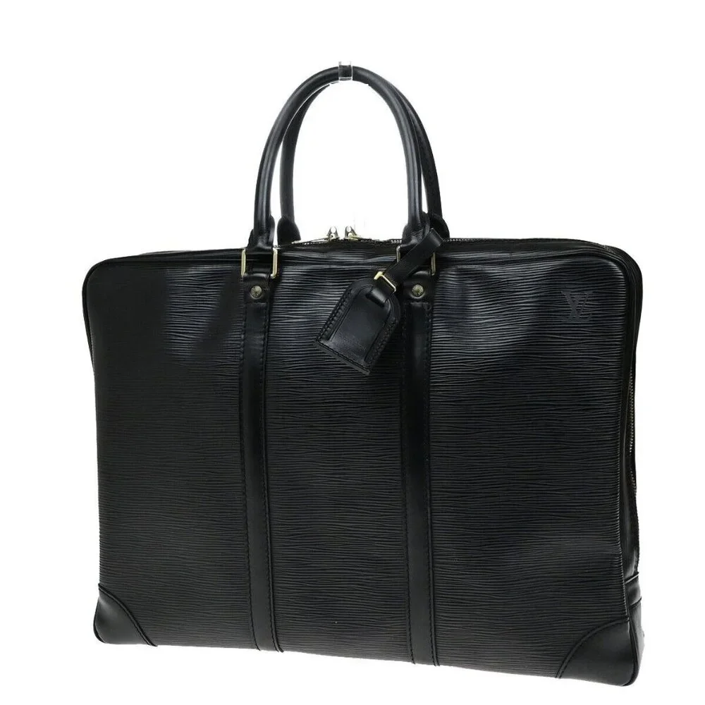 LOUIS VUITTON Porte Documents Voyage Briefcase Hand Bag Epi Black M54472 65ED729